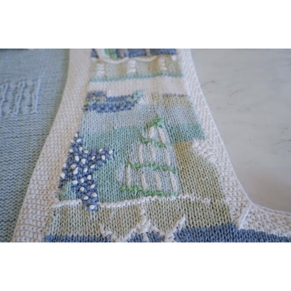 VTG Marisa Christina knit Sea Shore Sweater Vest 2X Cottagecore Whimsy Nautical - Picture 10 of 16